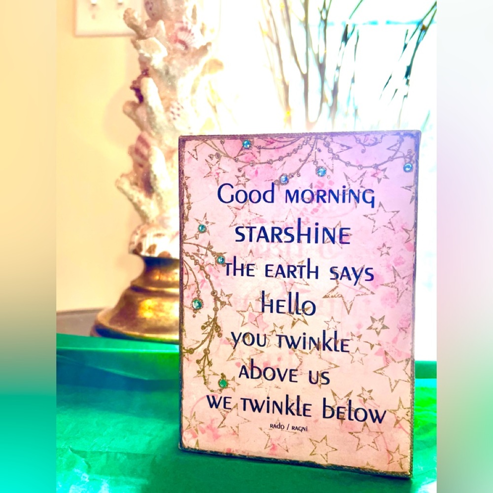 ✨JEWELED GOOD MORNING STARSHINE ART 5x7 Framed Pink Canvas